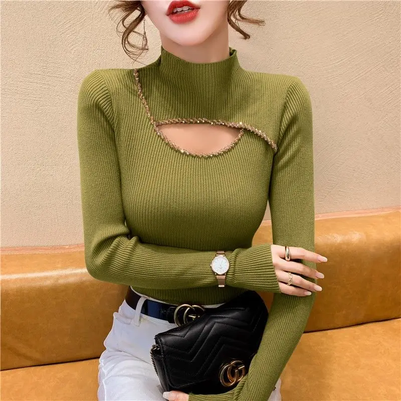 Knitted Base Sweater, Women\'s Interior, Autumn and Winter Hollow Out Popular Sweater