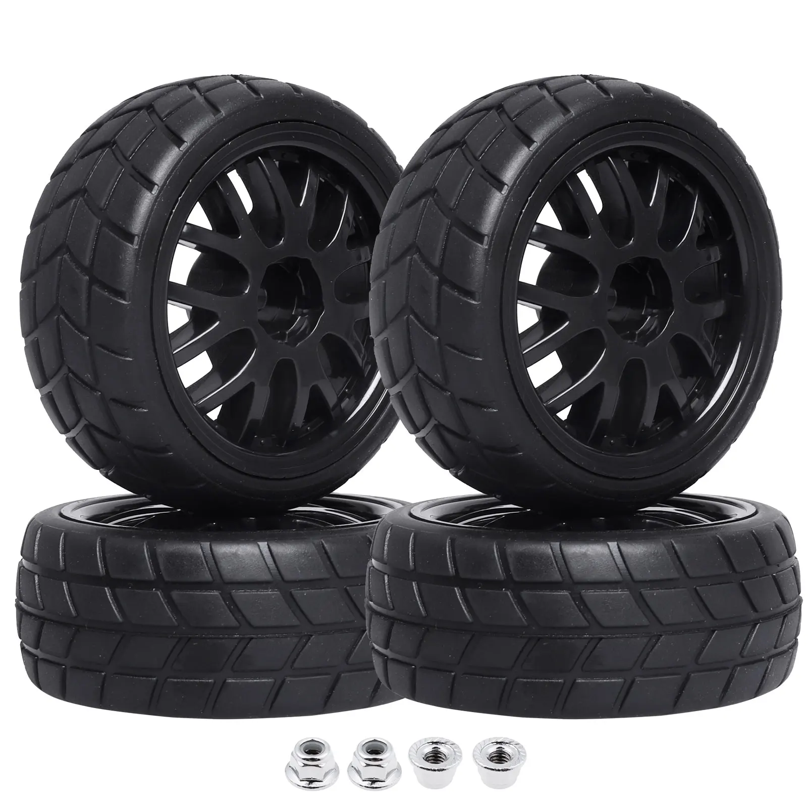 

HobbyPark Pre-Glued Wheels & Tires Set for 1/10 Scale On Road Racing Car Drift RC Touring Car