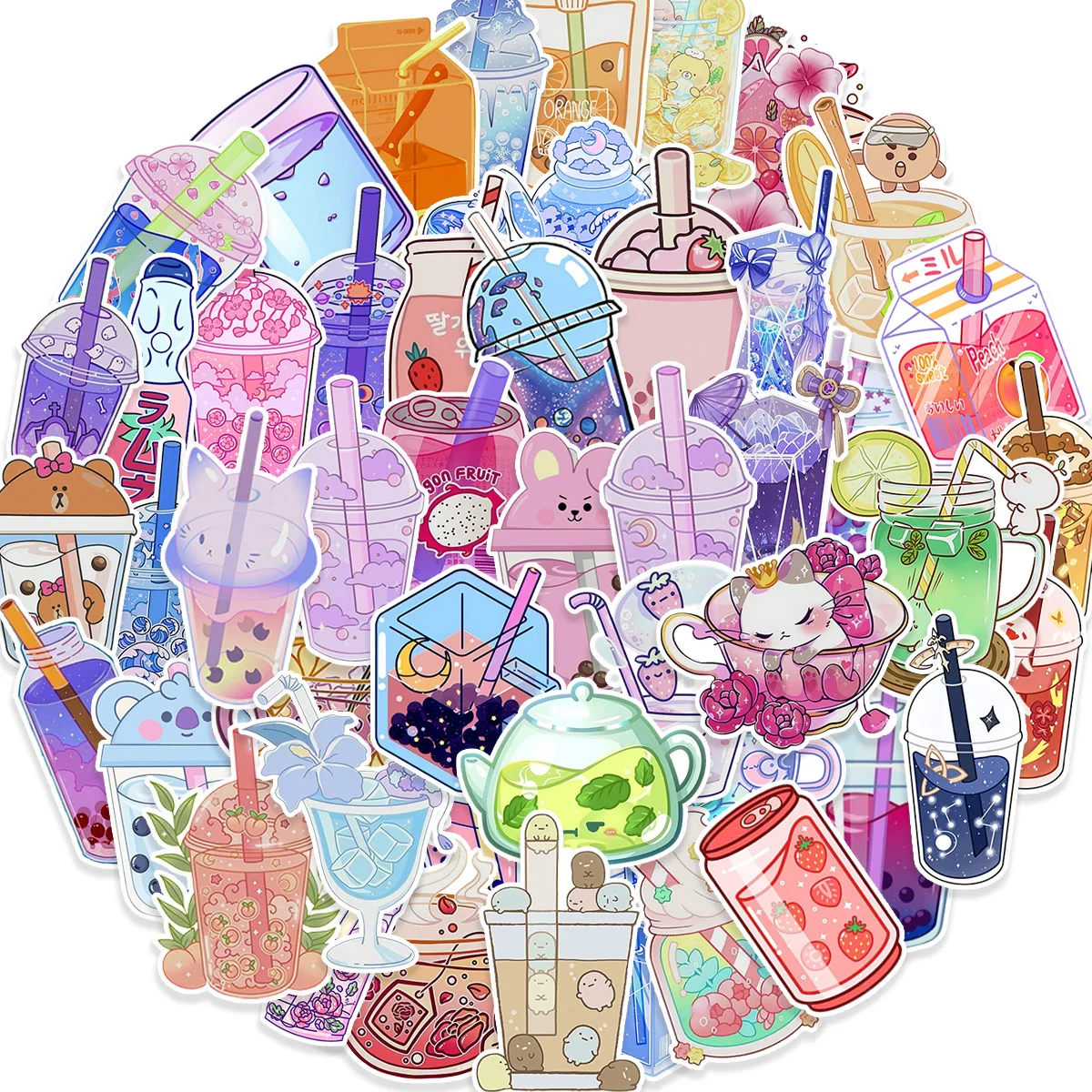 50pcs Pearl Milk Tea Drink Cartoon Graffiti Stickers DIY Phone Guitar Laptop Notebook Suitcase Cup Waterproof Stickers Kids Toys - Image 3