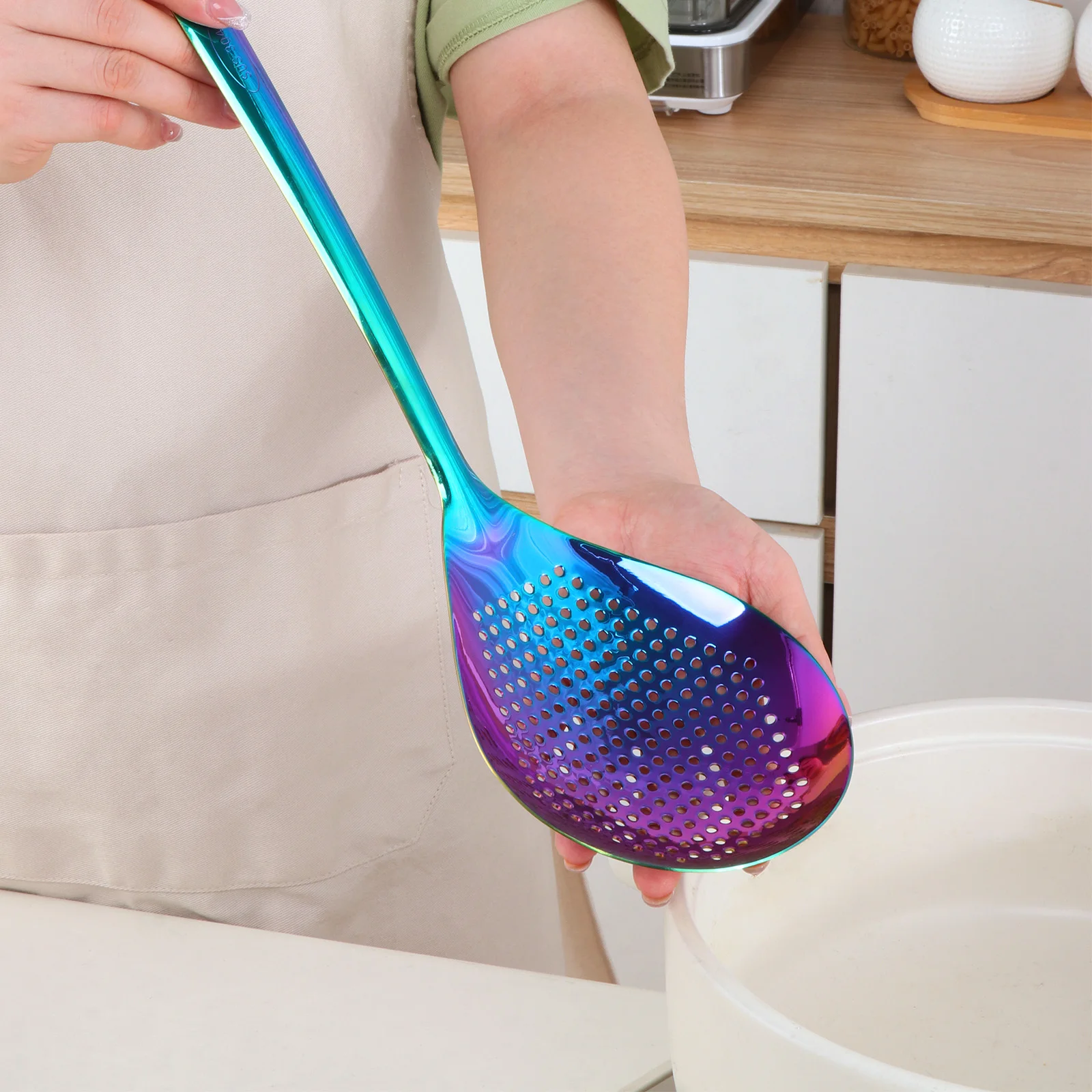 1PC Deep-Fried Dumpling Nooodle Spoon Kitchen Colander Spoon Colander Skimmer Oil Mesh Scoop Serving Food Filter Strainer Spoon