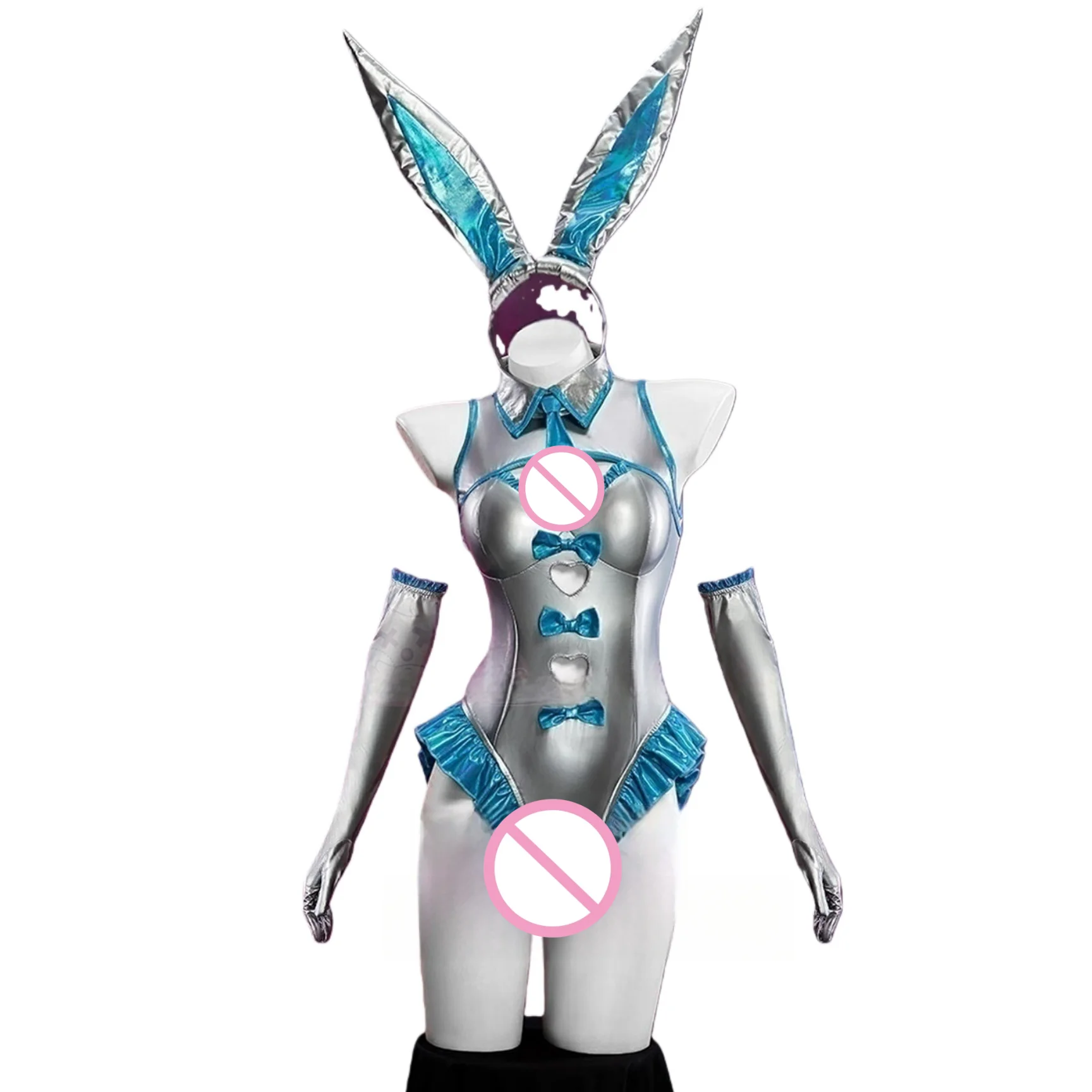 Irelia H Anime PU Jumpsuit Cosplay Costumes Futuristic Cute Bunny Girl Jumpsuit Halloween Costumes For Women