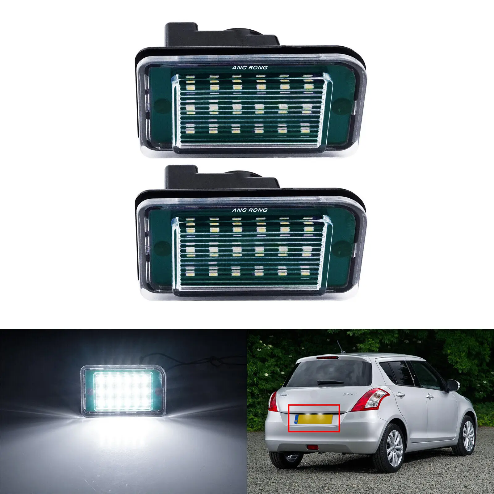 2x LED License Plate Light For Suzuki Swift III EZ FZ 2013-2016 Rear Licence Number Plate Lamp OE 3591068L0, 35910-68L0