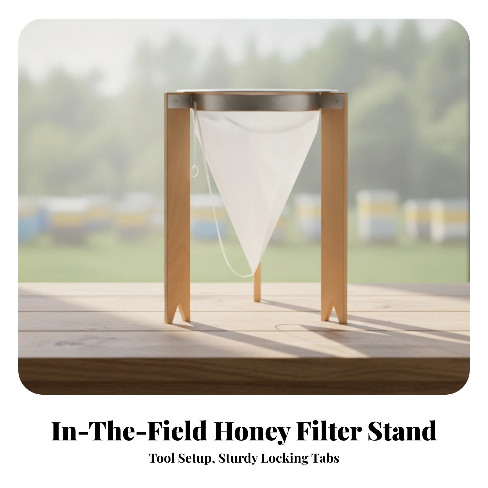 Conical Honey Strainer with Wooden Frame Practical Beekeeping Equipment for Beekeepers, Agricultural Settings