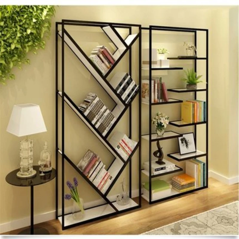 Creative simple bookshelves, wrought iron shelves, retro storage shelves, solid wood multi-storey living rooms