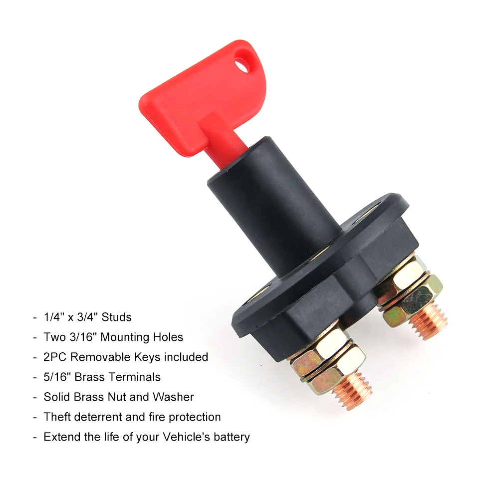 AD 300A 6V 12V 24V Car Battery Switch Circuit Breaker Main Switch 2 Screw Terminals Cut-off Switch Insulated Rotary Switch Key