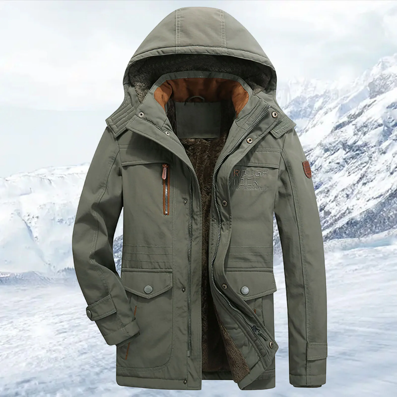 Herren-Winterjacke, gepolstert und verdickt, lockerer, lässiger Stil mit Taschen, Jacke, Mantel, Downs-Mantel für Herren, Herren-Winterjacke