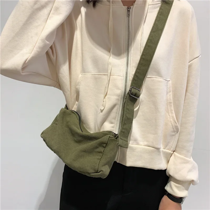 Teenager Y2K Grunge Aesthetic Canvas Phone Mini Side Sling Messenger Bag 90s Fashion Ita Textile Stylish Small Crossbody Bag