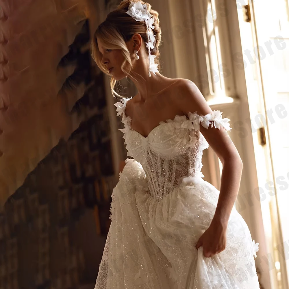 2026 Lace Wedding Dresses Off Shoulder Appliques A Line Sweetheart Bride Bridal Gowns Backless Customized robe de mariée vestido