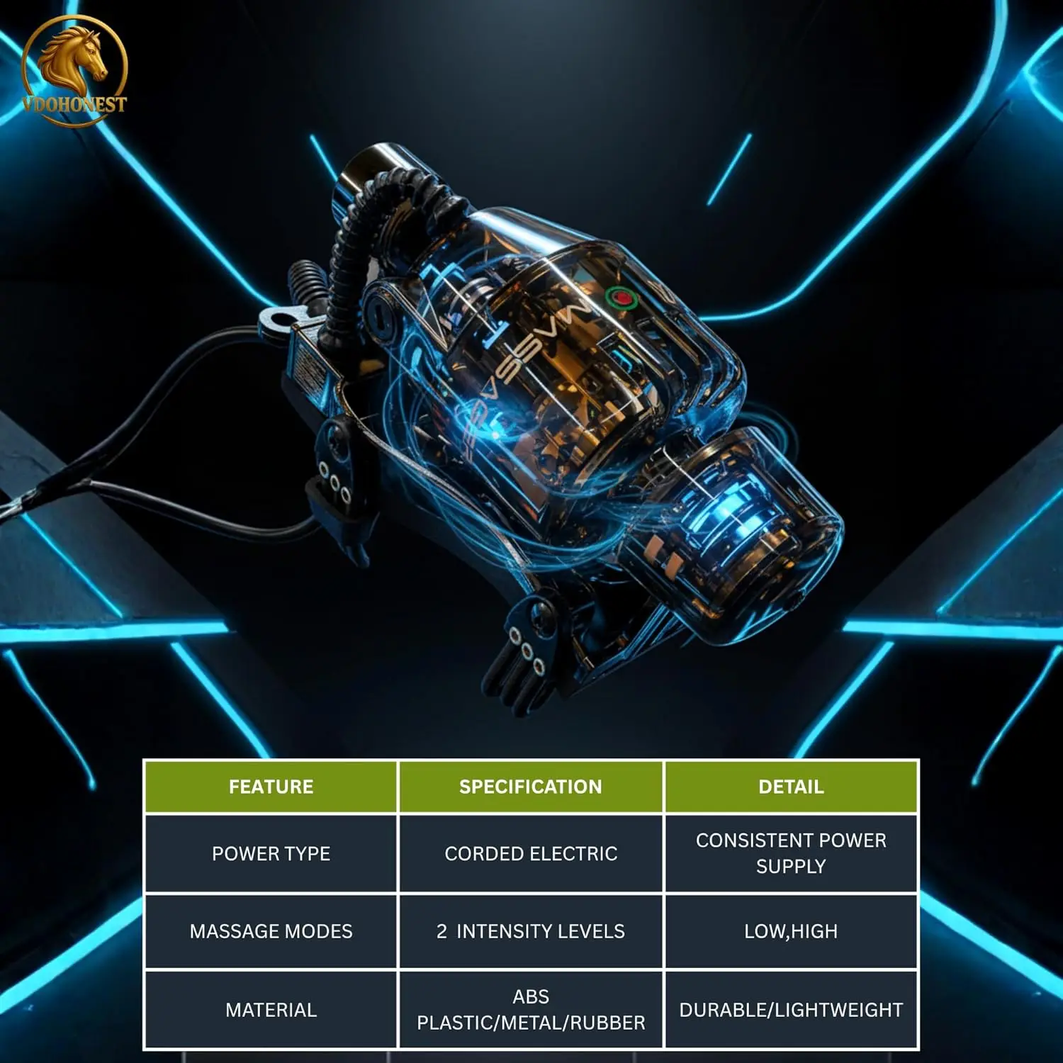 عمل عائم قوي مزدوج السرعة لتدليك الجسم بالكامل يعمل بالطاقة الكهربائية، مدلك الحلاق باللون الأسود #4