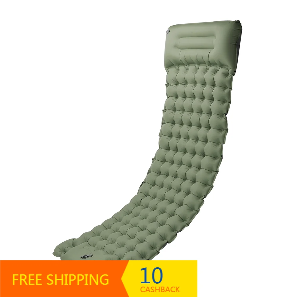 4‑Inch Waterproof Inflatable Sleeping Pad Foldable Modern Camping Mat Built‑in USB Pump With Pillow Bag Repair Kit