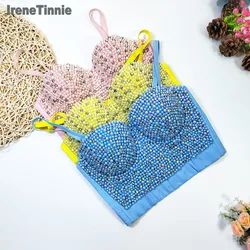 IRENE TINNIE Fashion Pearl Rhinestone Women's Y2k Bustier Bra Wedding Corset Party Cropped Top Vest Ropa De Muje Plus Size