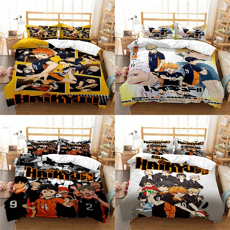 

Volleyball Boy Bedding Set Anime Haikyuu Duvet Cover with Pillowcase Suit Cartoon Kids Boys Bedclothes Quilt Cover Birthday Gift