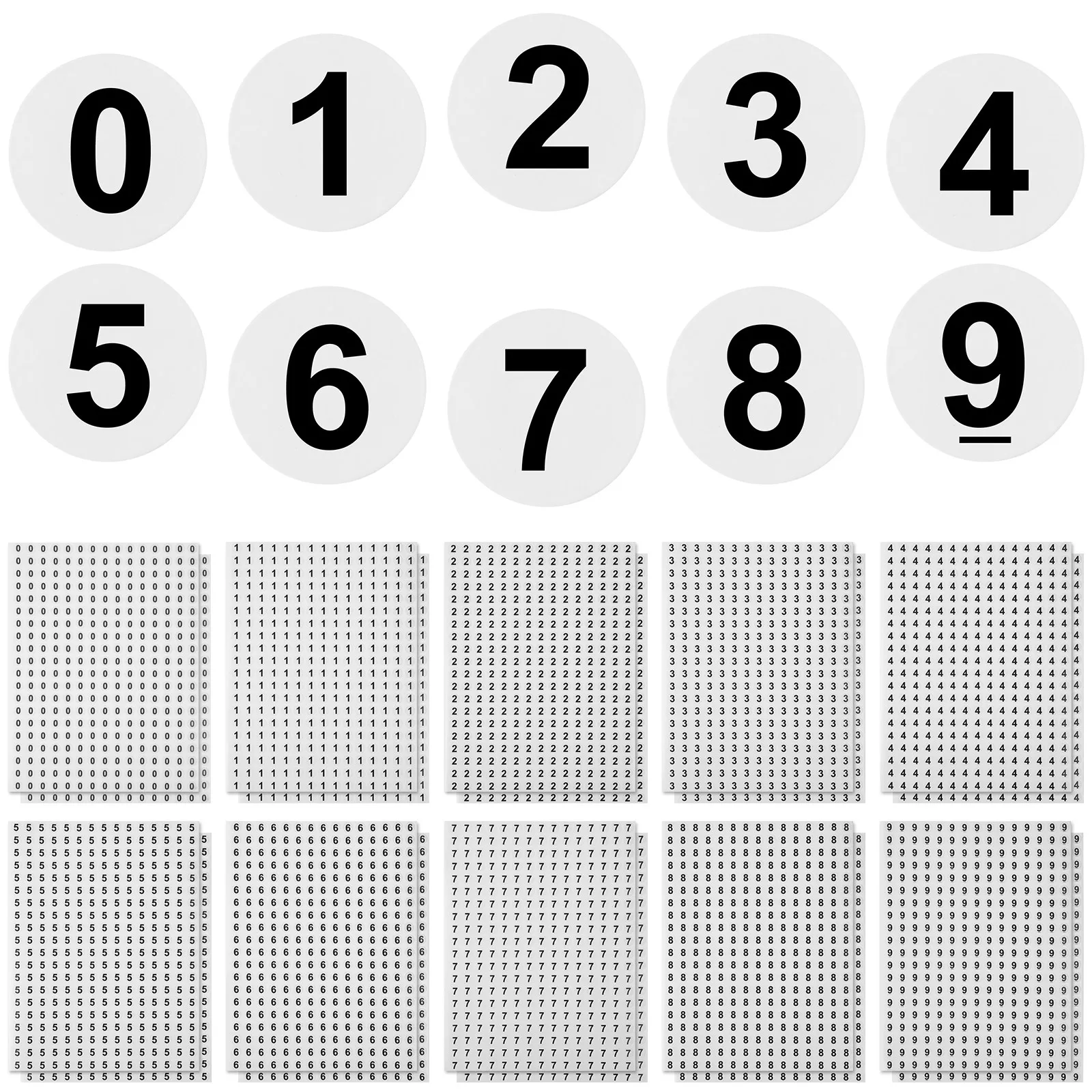 6000Pcs Round Number Paster Paper Based Self-Adhesive Stickers for Gift Wrapping Storage Organization Home Office Room Numbering