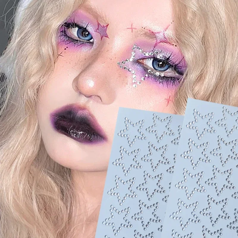 

1 set2 Pcs Pentagram Gem Stickers Y2K Music DIY Eyes Jewels Stickers Dance Performances Party Cosplay Makeup Fake Tatoo sticker