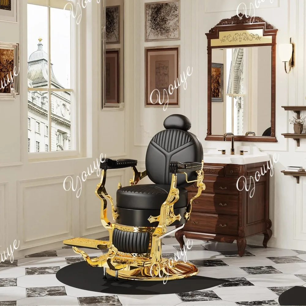

Barber Chair,Salon Chair with Removable Headrest Retro Reclining Salon Chair with Heavy-Duty Steel Frame,Elegant Stylist Chairs