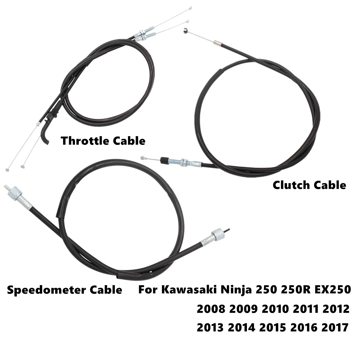 Cable de acelerador de embrague/velocímetro para motocicleta, compatible con Kawasaki Ninja 250, 250R, EX250, 2008, 2009, 2010, 2011, 2012, 2013, 2014, 2015, 2016, 2017