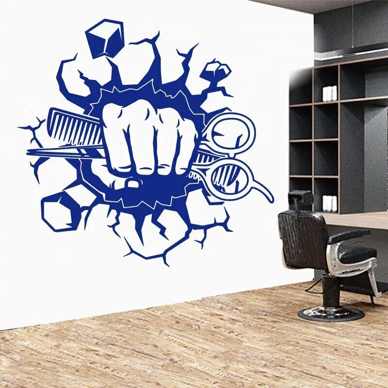 Barber Barber Shop Wall Decals Men\'s Hair Salon Salon Hair Styling Beard Shaving Shop Signboard Door Decorative Vinyl Decals 4