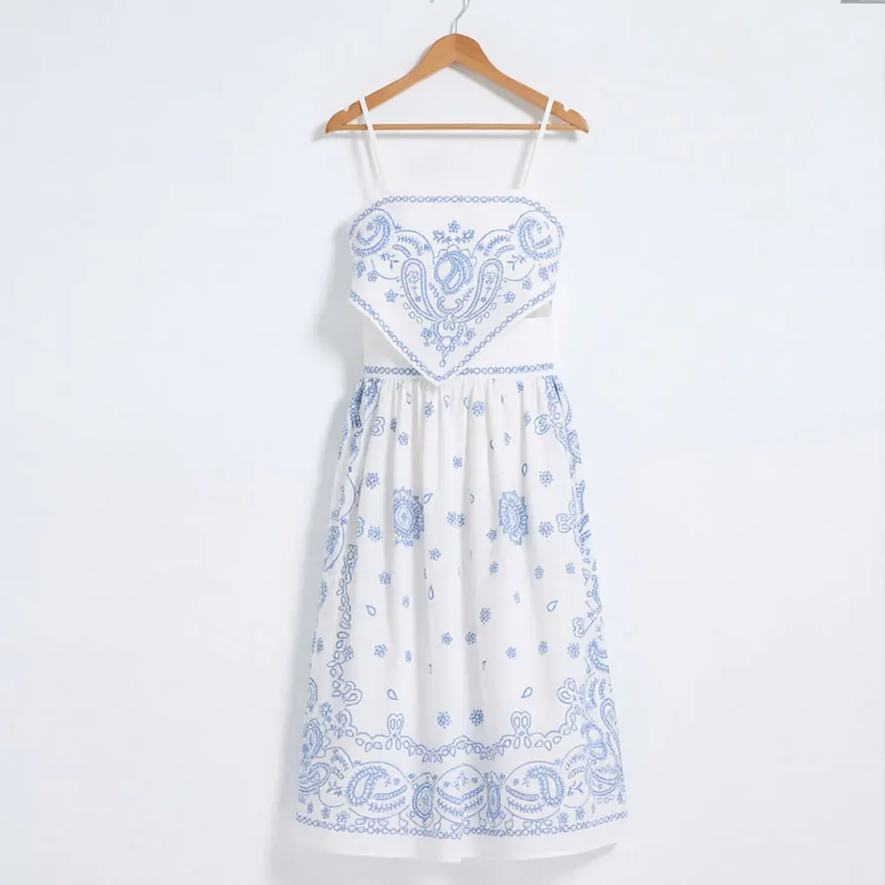 

Boho Chic Paisley Print Two Piece Set Women Summer Sleeveless Spaghetti Strap Crop Top + High Waist Midi Skirt Beach Vacation