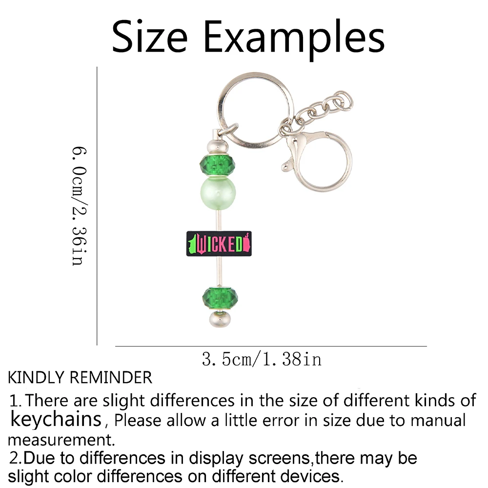 1pcs Wicked Green Witch Keychains Men Women Colorful Halloween Letters Accessories Keyrings For Bag Wallet Party Favor