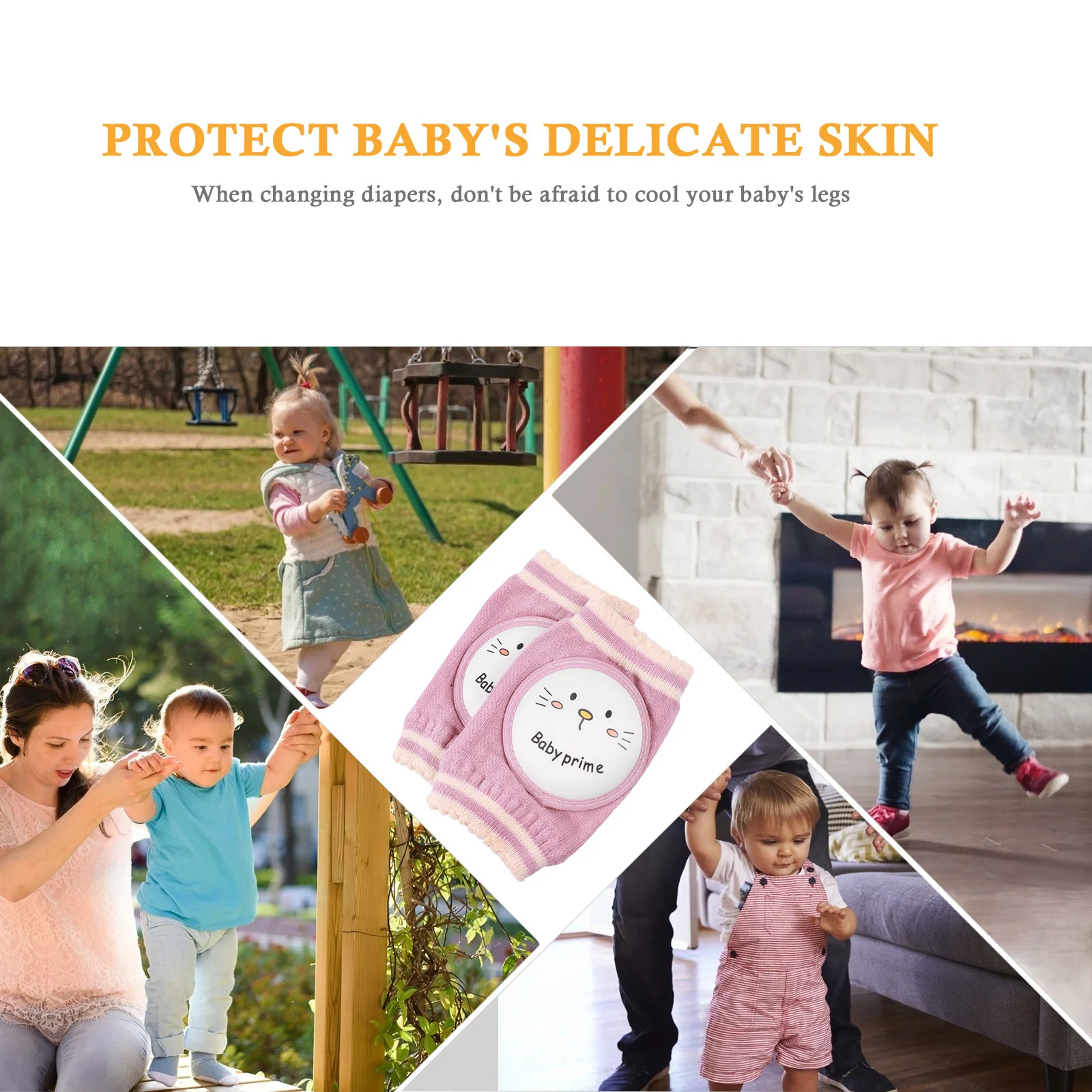 1 par de joelheiras para bebês, esponja de algodão, protetor grosso para engatinhar, absorção de umidade respirável, embrulho elástico infantil