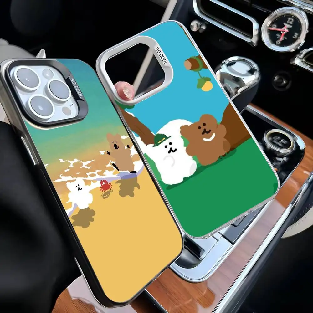 

D-Dinotaeng Cute Phone Case For iPhone 16,15,14,13,12,11,Mini,Pro,MAX White Matte Shockproof Cover