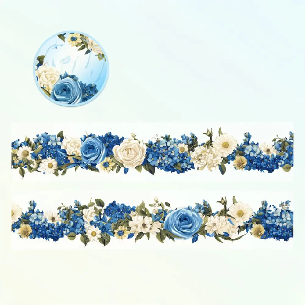 Waterproof PET Floral Washi Tape Decorative Adhesive Strip For Journaling Scrapbook Planner Stationery Art Craft Projects