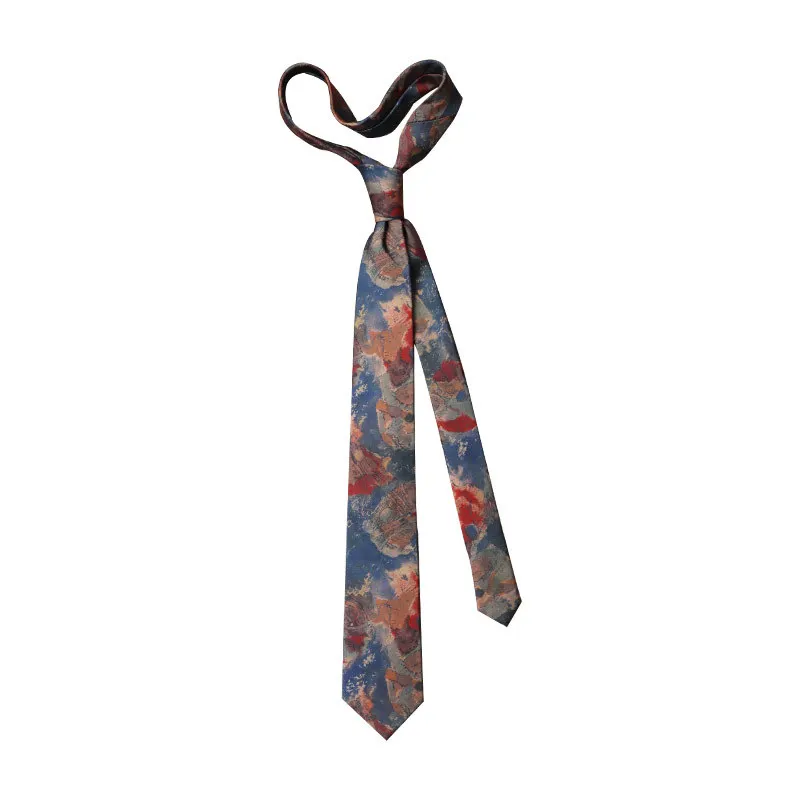 Gravatas de seda estampadas xadrez artesanais para homens e mulheres, gravatas diárias, casuais, estilo pintura a óleo, retrô, francesa, romântica, Cravat, 7cm