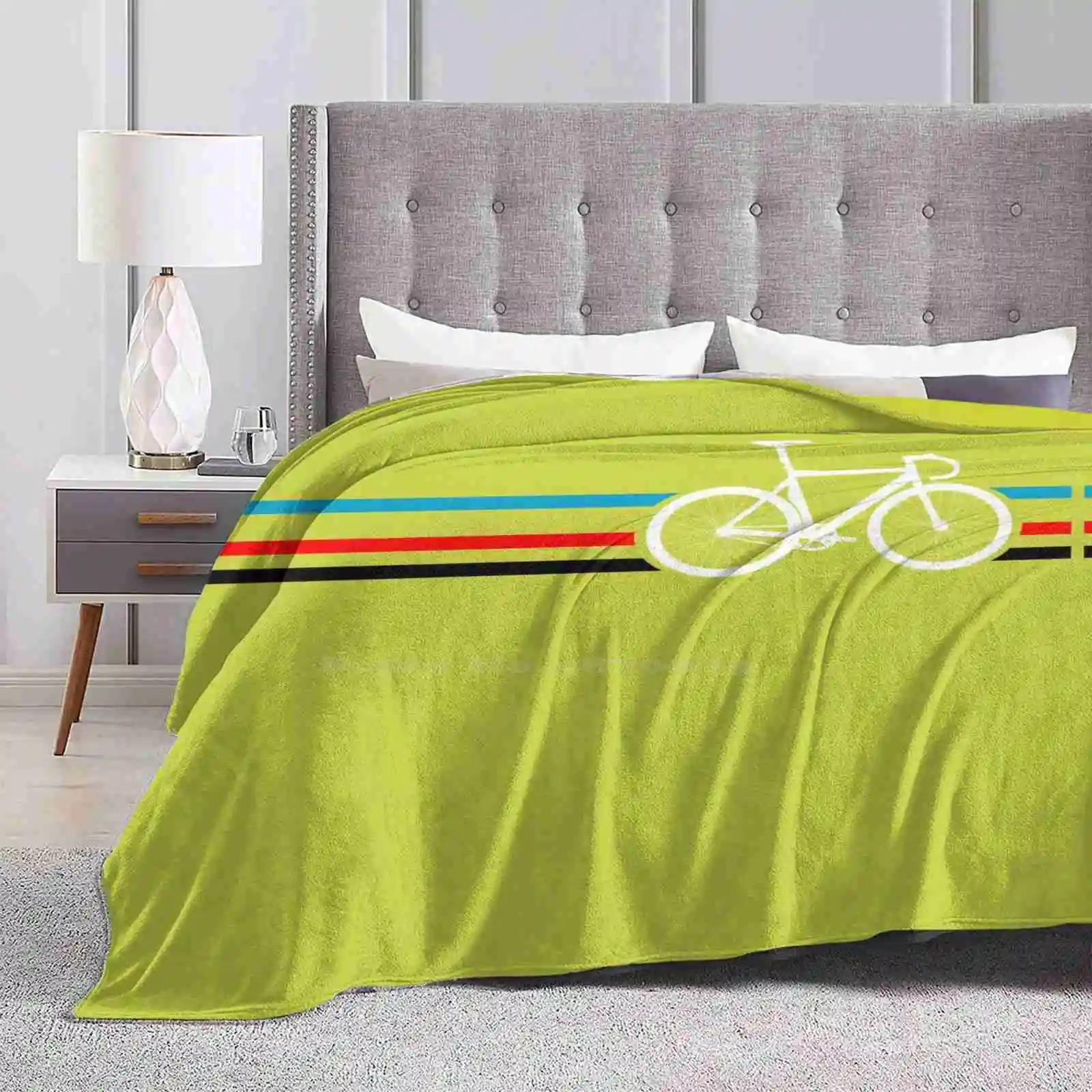 Bike Stripes Velodrome Blanket Soft Warm Travel Portable Blanket Popular 100 Top Most Cool Retro Vintage Emblem Logo Motif Pop