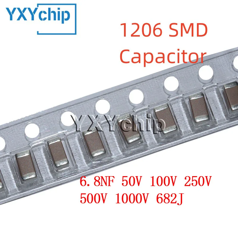 

20PCS 1206 6.8NF 50V 100V 250V 500V 1000V 682J 5% C0G NPO SMD Chip Multilayer Ceramic Capacitor