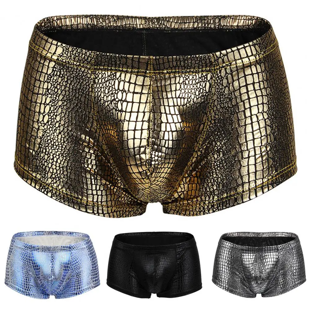 Snake Skin Pattern Boxer Shorts Men\'s Underwear Underpants Breathable Sexy Slim Panties Male Underpants Lingerie L-6XL