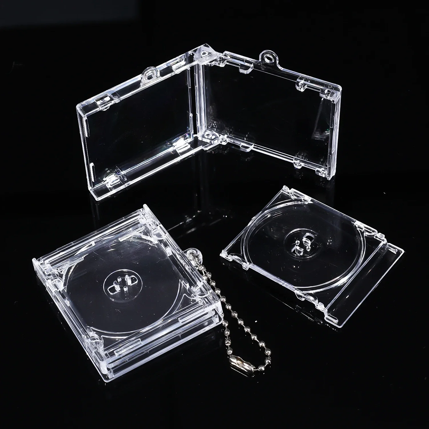 Transparent CD Shaped Blank Album Case Keychain DIY Backpack Pendant Shape Peripherals Keyring for Creative Craft