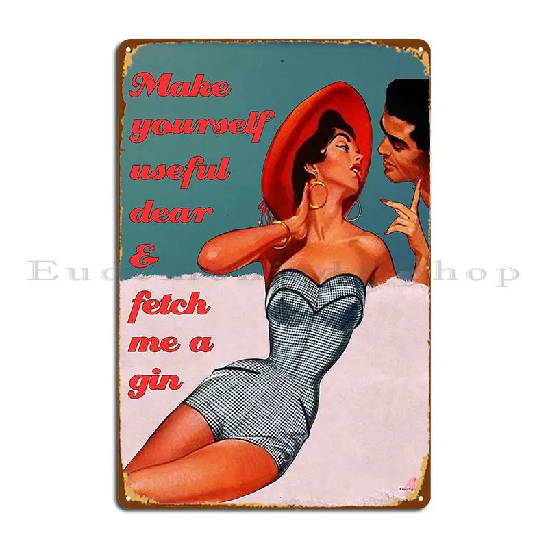 Fetch Me A Gin Metal Plaque Poster Plaques Cave Design Wall Cave Designs Tin Sign Poster