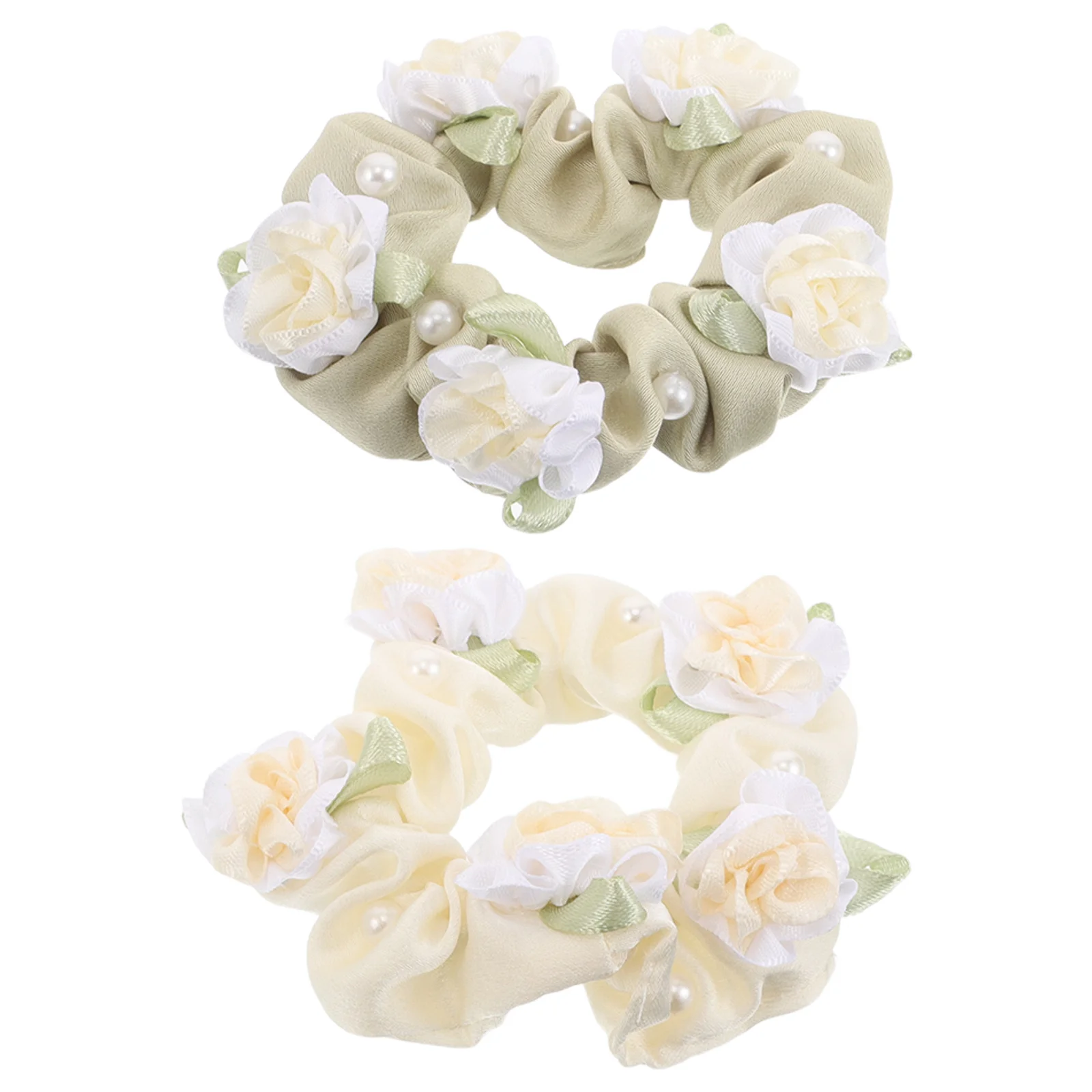 

2pcs Flower Hair Ties Stretchy Elegant Design Quick Bun Styling Comfortable All-Day Wear Scrunchies For Women Girls Hair