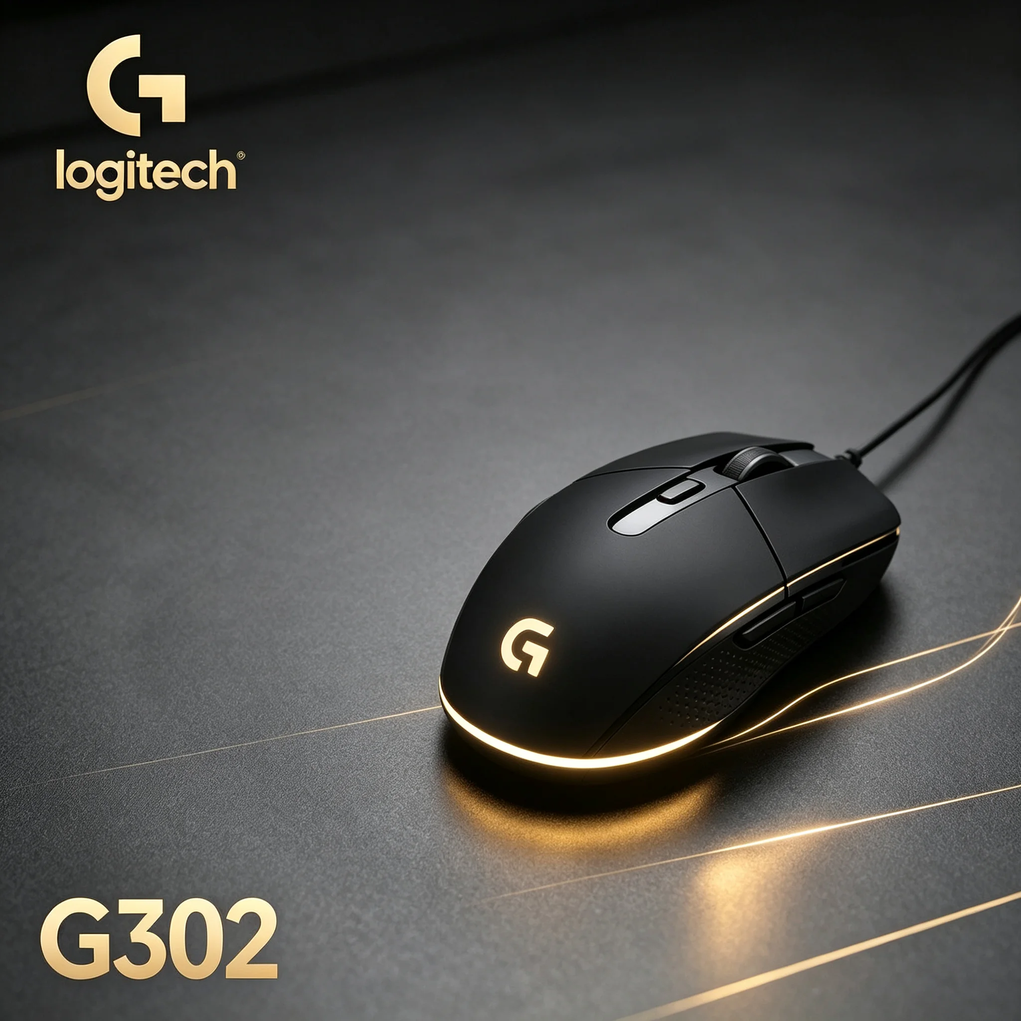 Logitech G302 Daedalus Prime Gaming Mouse Right‑Hand Contoured Shape High Responsive Buttons RGB Logo Side Light Mice For E‑spor