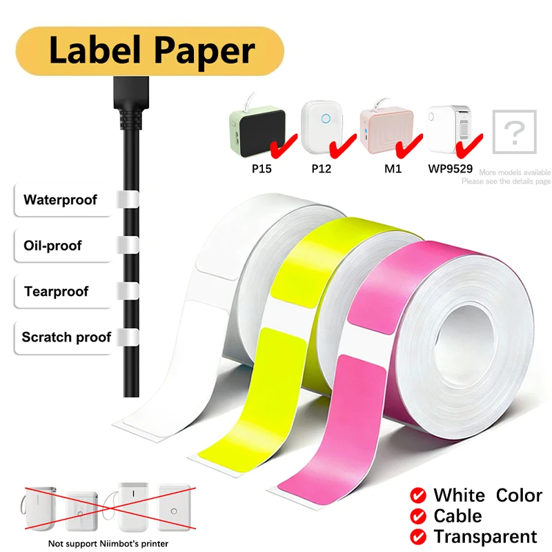 Marklife P15 Thermal Label Sticker Label Paper Tape For Mini Thermal Printer White Color Self-adhesive Paper For P12 Q30 Printer
