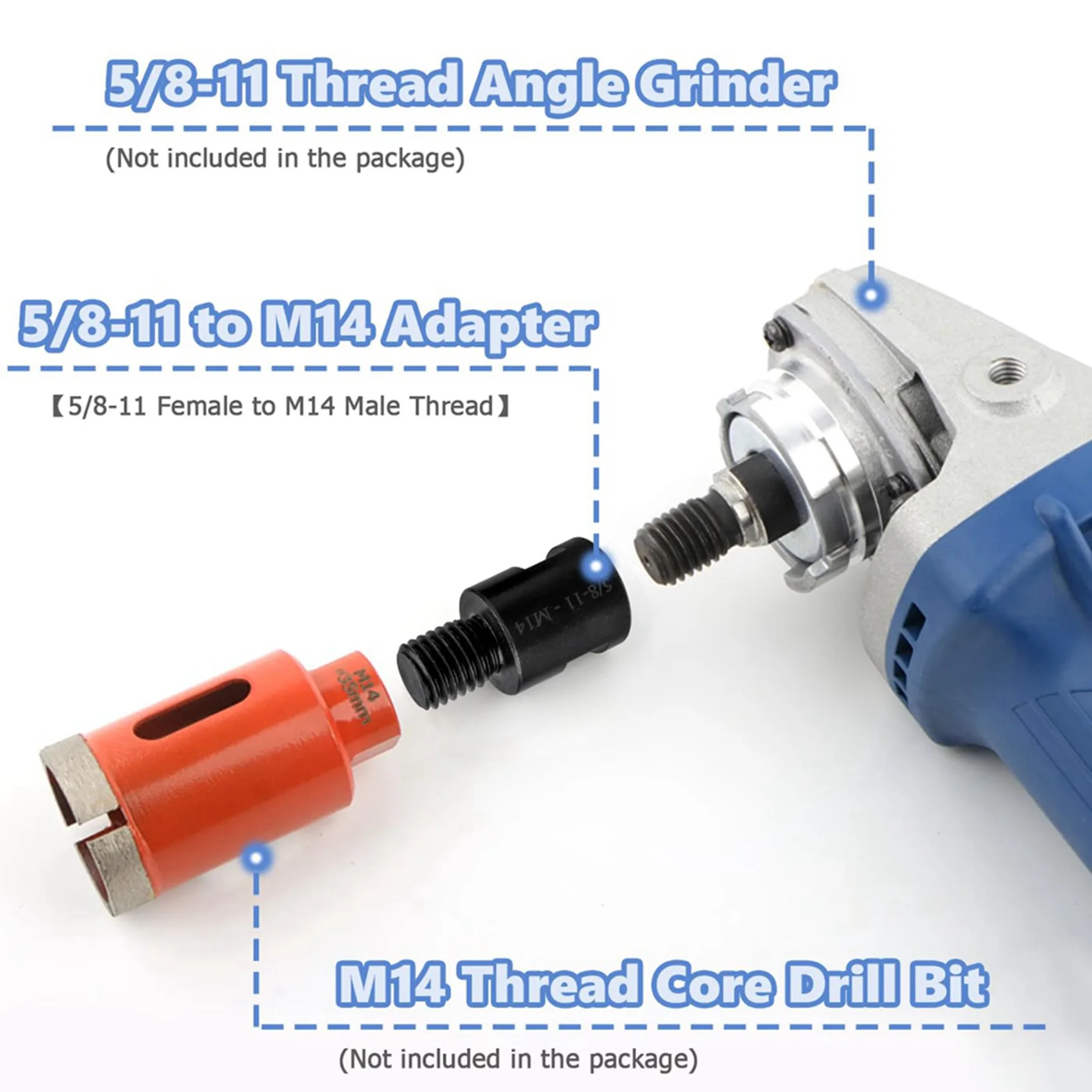 10Pcs 5/8 Inch-11 To M14 Adapter Angle Grinder Thread Converter Adapter Shaft Connector For Diamond Core Drill Bits-A68E