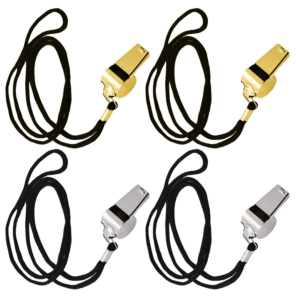

4Pcs Outdoor Metal Whistle Loud Survival Emergency Camping Hiking Referee Sports Safety Whistle Keychain Pendant