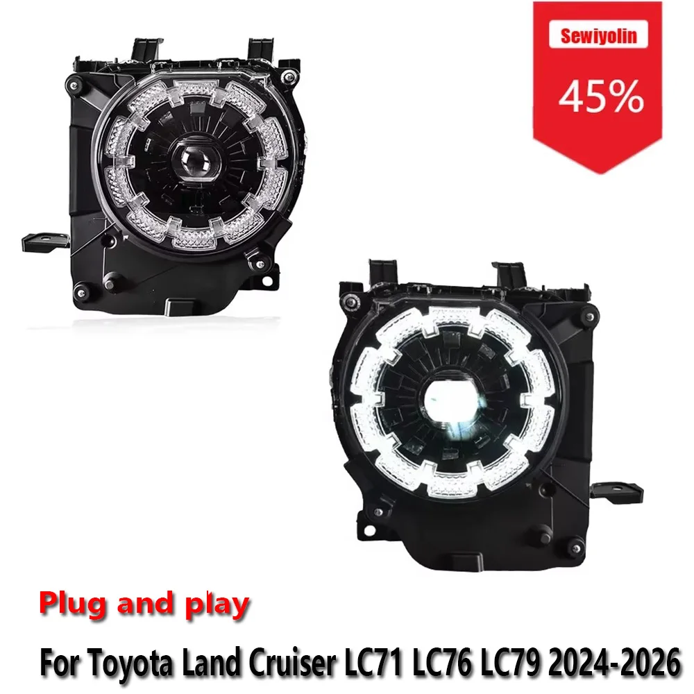 

Автомобильные светодиодные фары Sewiyolin в сборе для Toyota Land Cruiser LC71 LC76 LC79 2024-2026, противотуманные фары DRL, указатели поворота Plug and Play