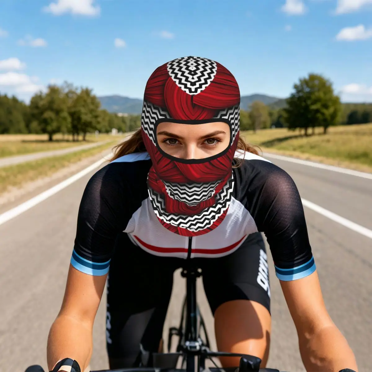 Twin Peaks Red Curtains Black And White Chevron Breathable Thin Balaclava Full Face Mask Sun Protection Neck Gaiter For Fishing
