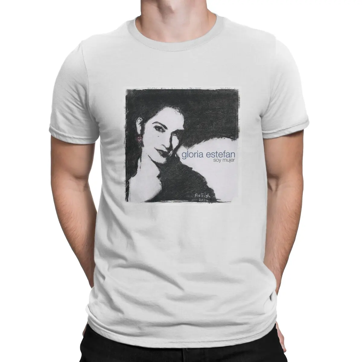 Soy Mujer Music T-Shirts Men G-Gloria Estefan Singer Leisure Pure Cotton Tee Shirt O Neck Short Sleeve T Shirts Gift Idea