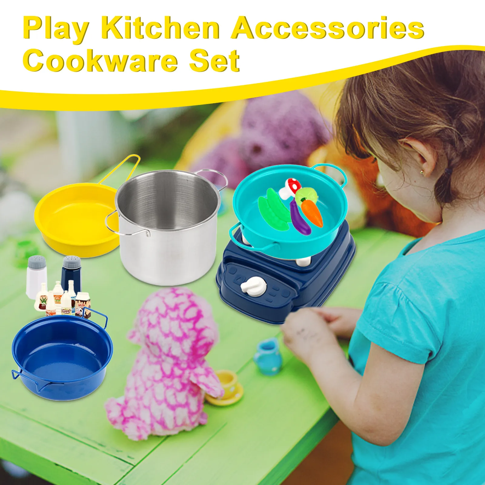 Kids Cooking Set Kids Cooking And Baking Toys Stainless Steel Cookware Pots And Pans Set 37pcs Toddlers Baking Tools With Apron