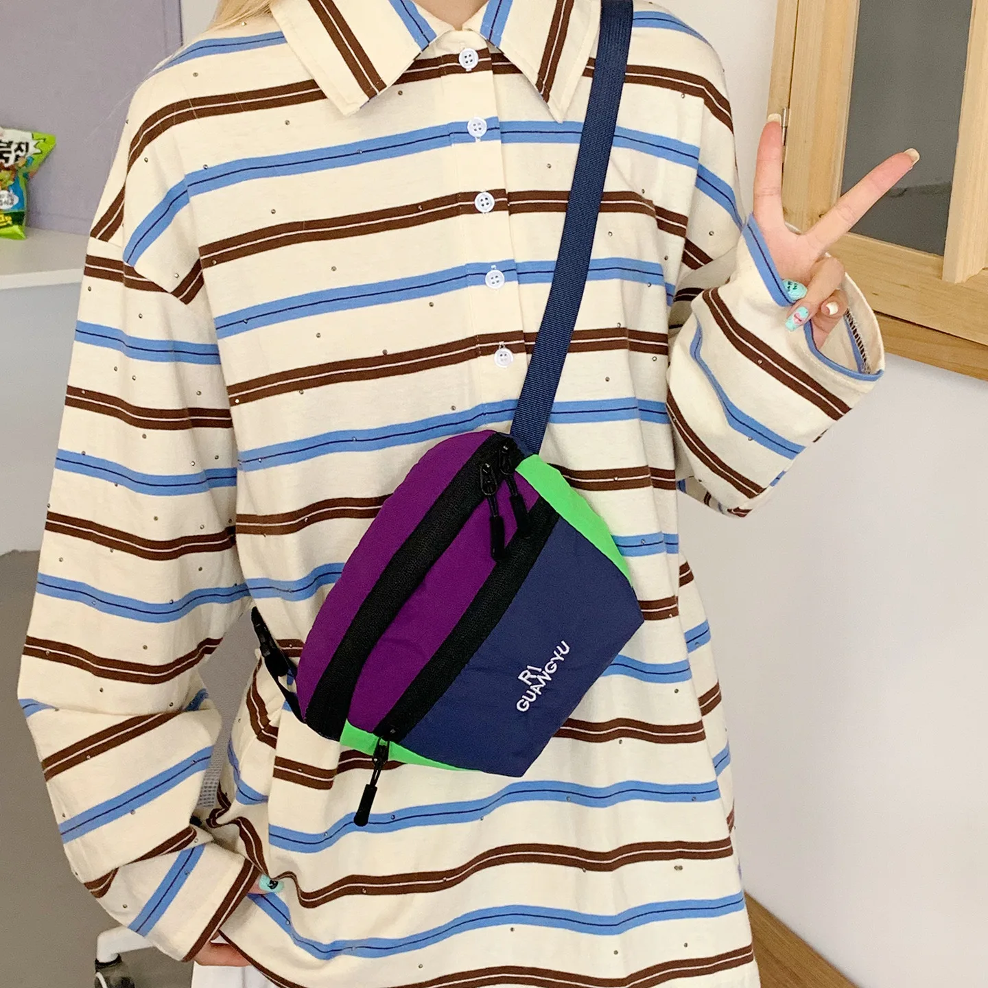 

Детская водонепроницаемая сумка через плечо Оксфорд с цветными блоками, детский рюкзак на одно плечо допамина, рюкзак для родителей и детей