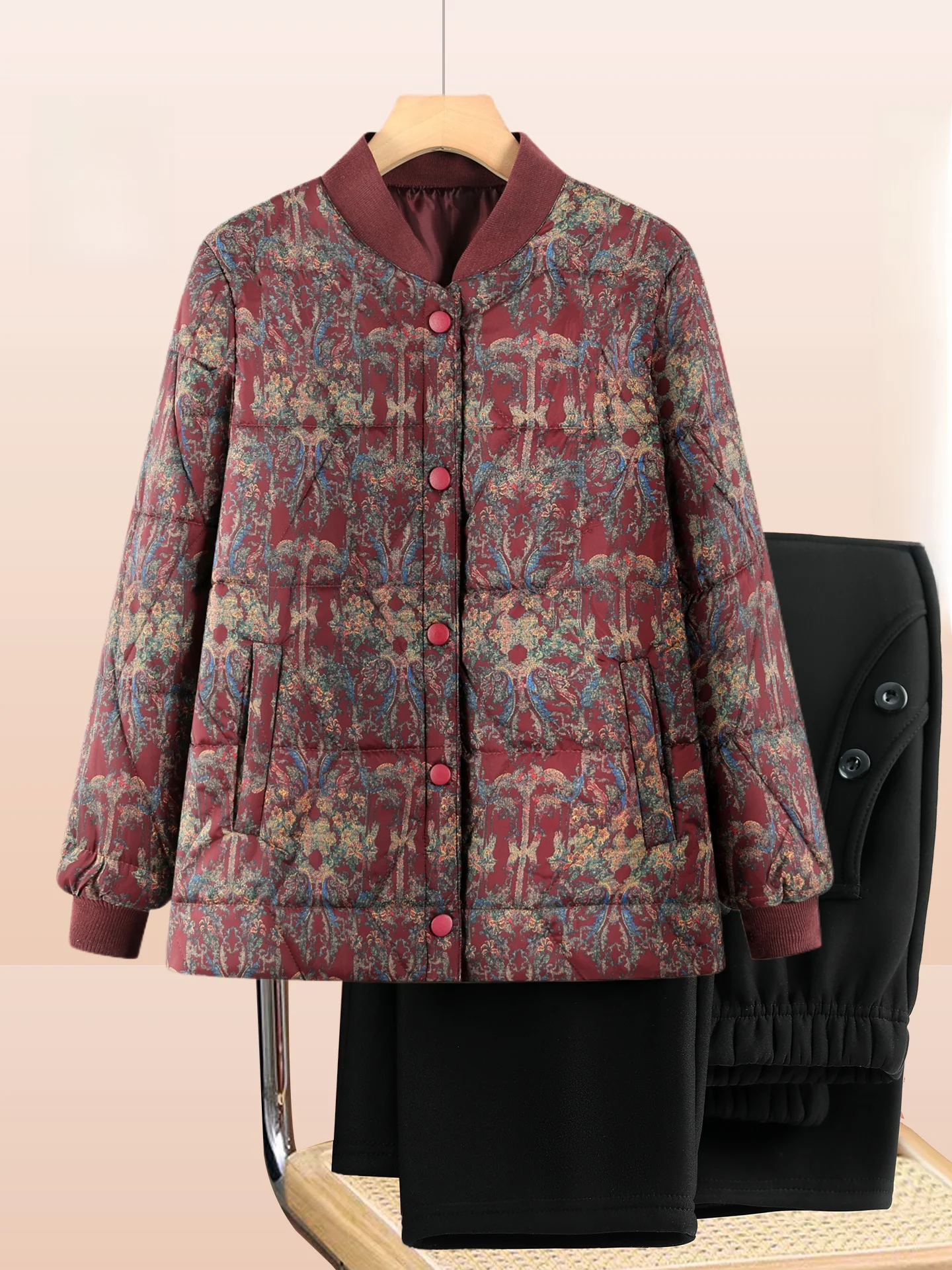 Women Fashion Over 60 - Jaket Katun Tebal Musim Dingin untuk