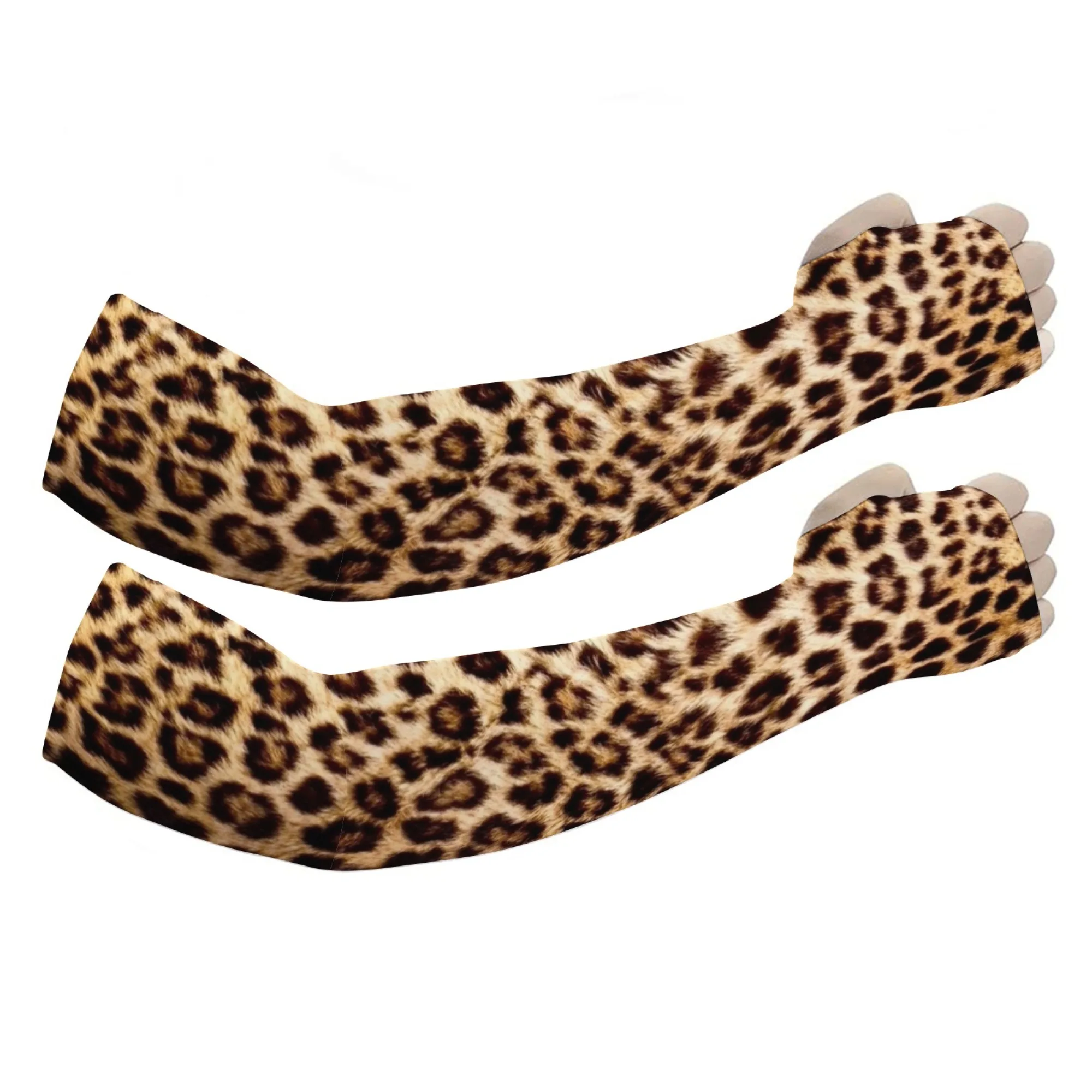 Mode Leopard Print Arm Ärmel Eis Stoff Anti-Uv Sonnencreme Laufen Radfahren Hülse Outdoor Sport Radfahren Arm Wärmer Männer