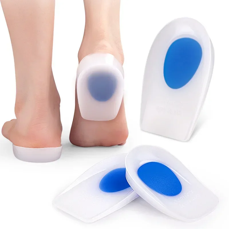 2 buah bantalan hak silikon Plantar Fasciitis bantalan kaki silikon pemacu tumit Gel silikon cangkir tumit nyeri tumit untuk sepatu kaki silikon bantalan kaki