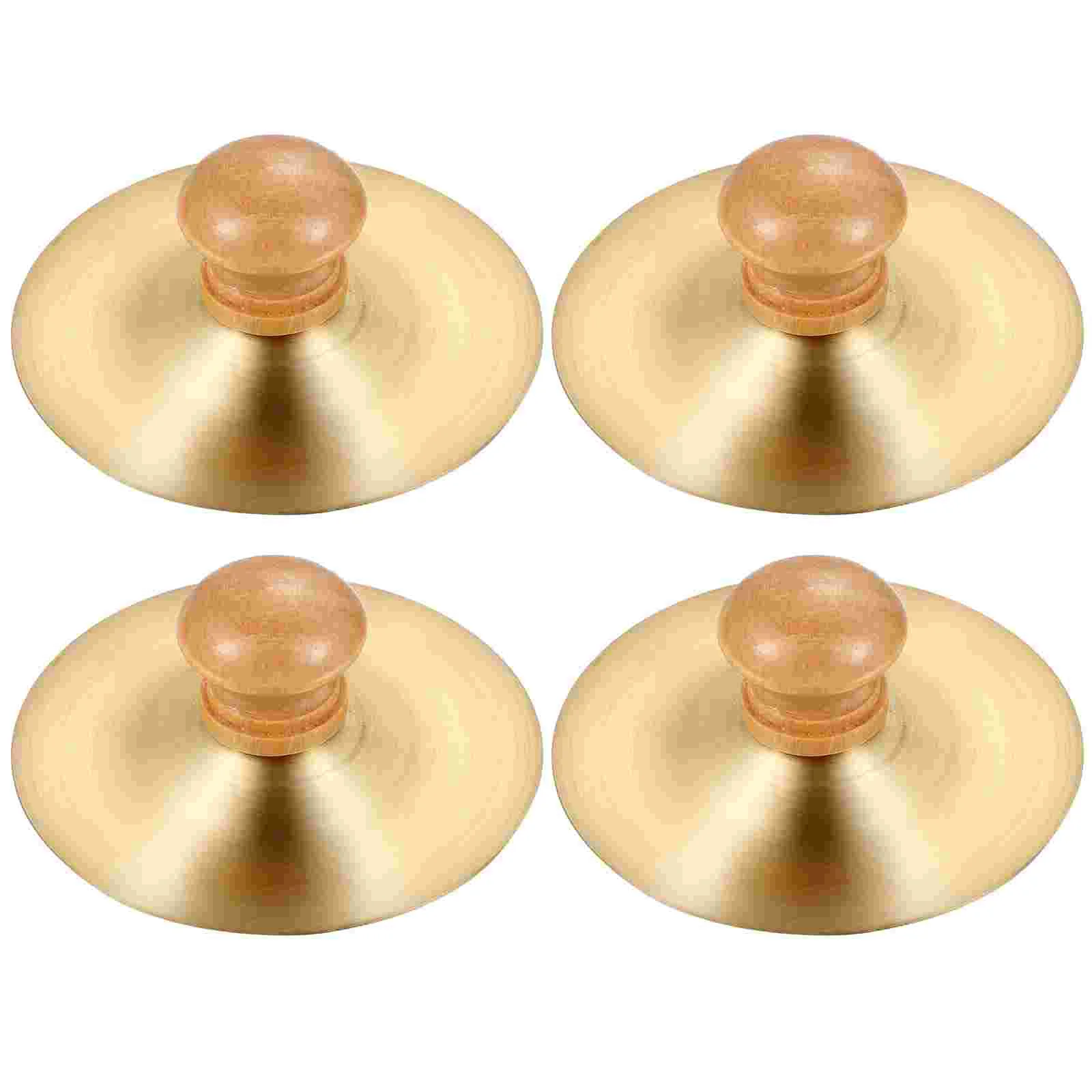 2 Pairs Copper Cymbal Instrument Toys Finger Cymbals for Kids Make Decision Dancing Props Musical Small with Handles Children's