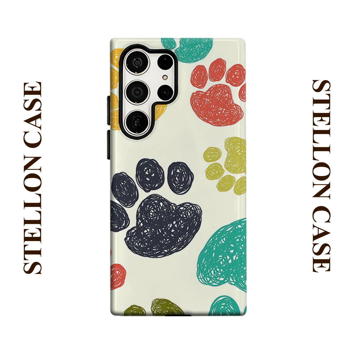 Colorful Paw For Samsung Galaxy Phone Case S23 S20 S25 FE S24 Plus S26 Ultra 2-IN-1 Shockproof Bumper Hard PC