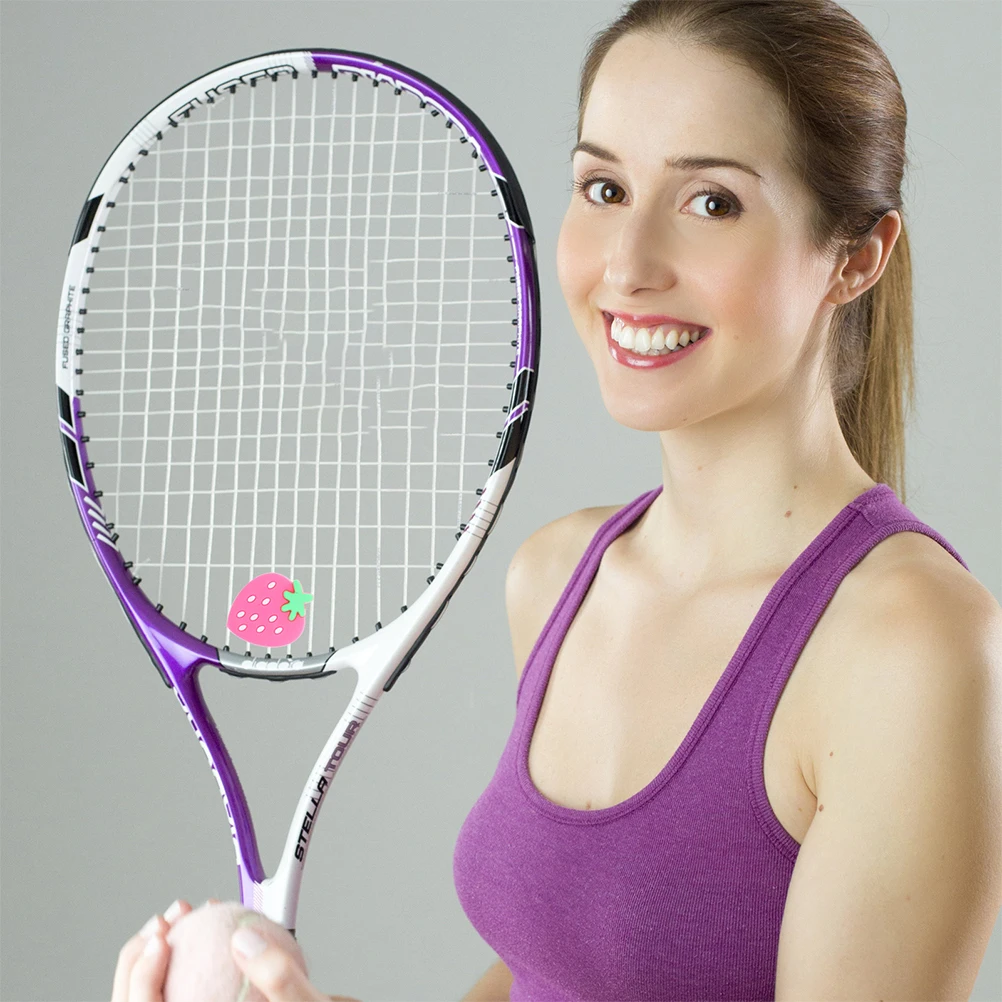 

2pcs Tennis Shock Racket Shocking Absorber Absorber Pink Strawberry Silicone Dampeners Vibration Reducer Stable Gifts