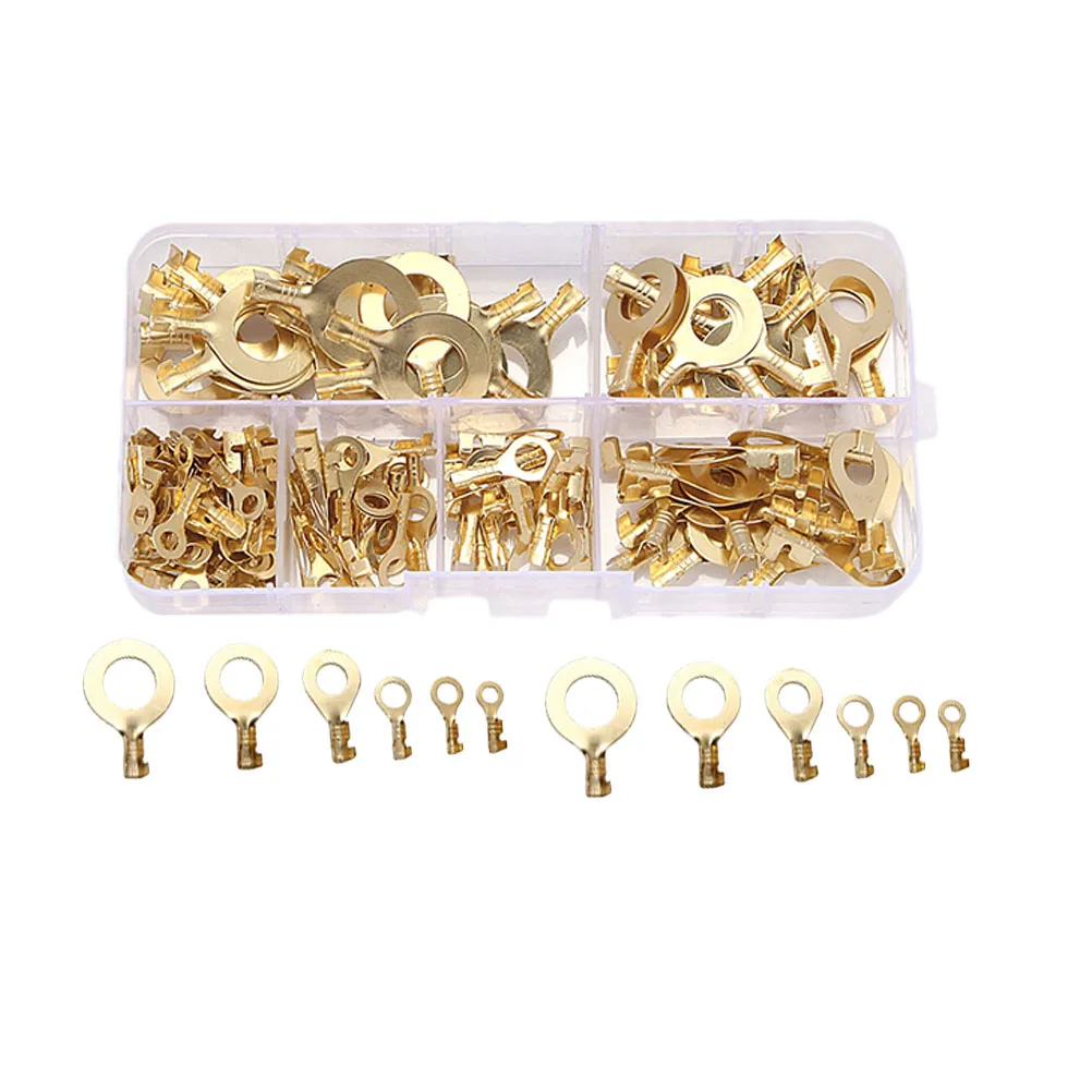 

150pcs Terminal Connectors Copper Insulated Crimp Terminals End Cold Pressed Assorted Sizes Portable Box Excellent Conductivity