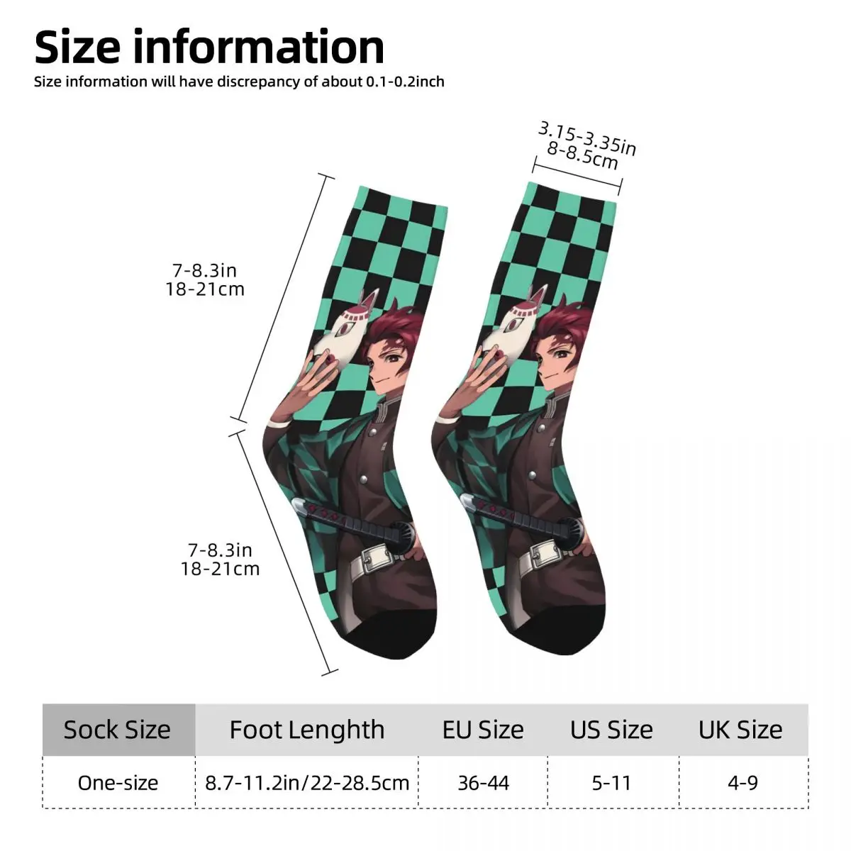 Tanjiro Kamado Socks Kawaii Stockings Autumn Anti-Slip Women Men Socks Medium Soft Graphic Outdoor Socks